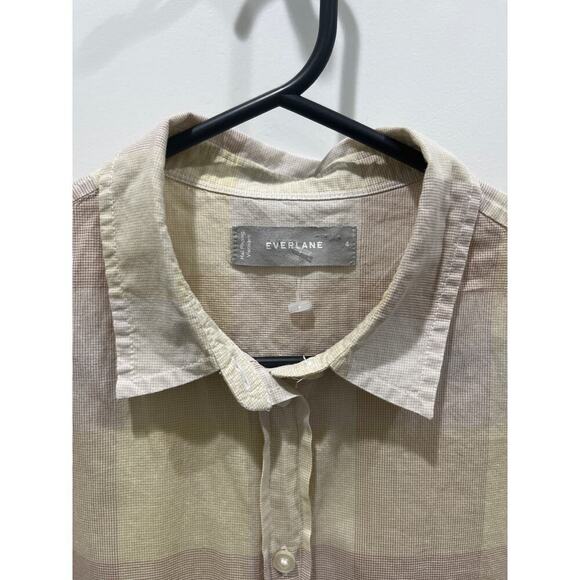 Everlane The Relaxed Air Muted Checkered 100% Cotton Shirt Sz 4 - Picture 2 of 4